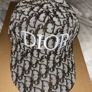 Dior Monogram Baseball Cap in Brown and White with Embroidered Logo